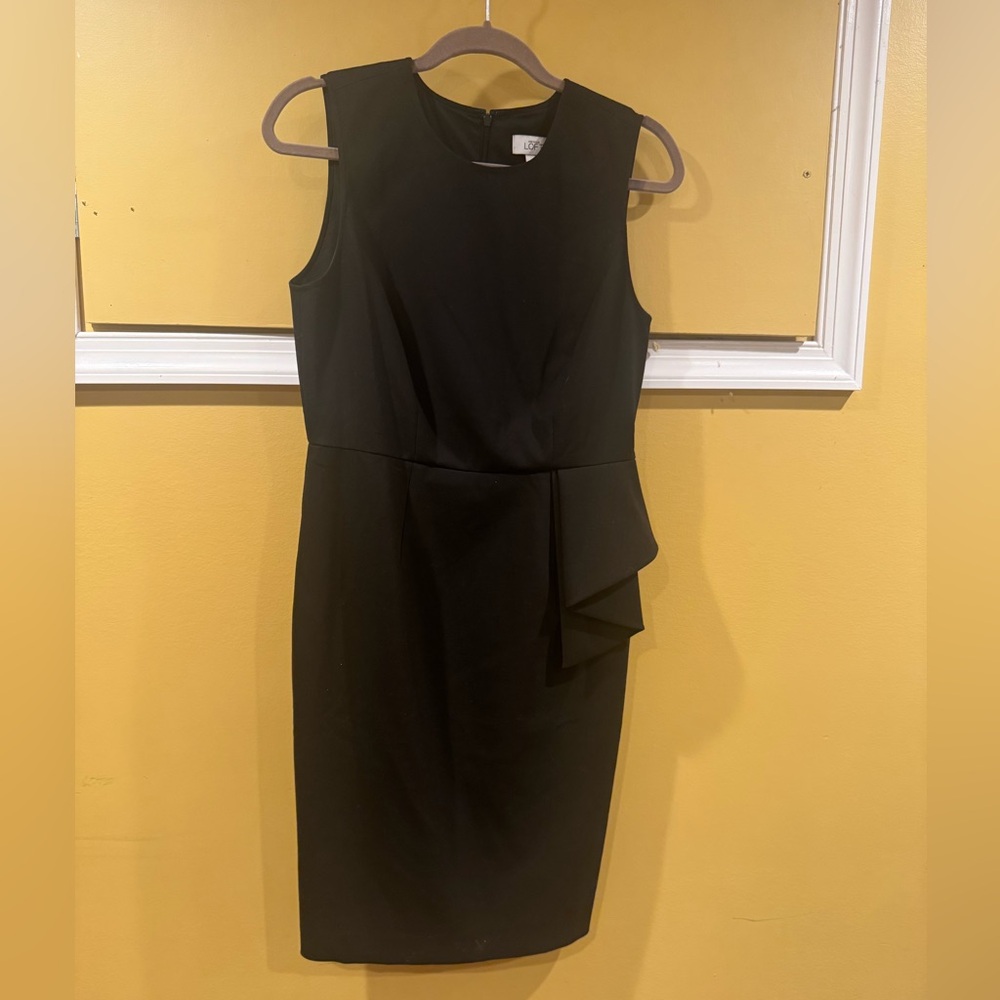 Ann Taylor Loft. Little black dress sleeveless with ruffles/sash on 1 hip sz6